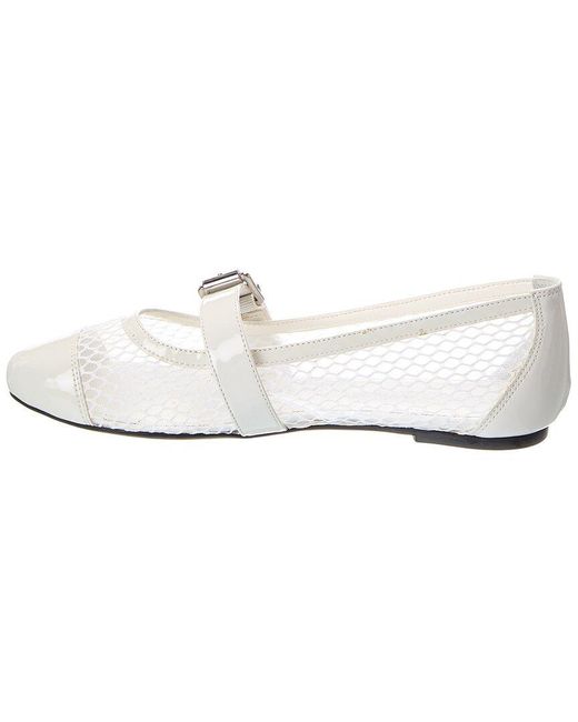 SCHUTZ SHOES White Hanna Mesh & Patent Ballet Flat