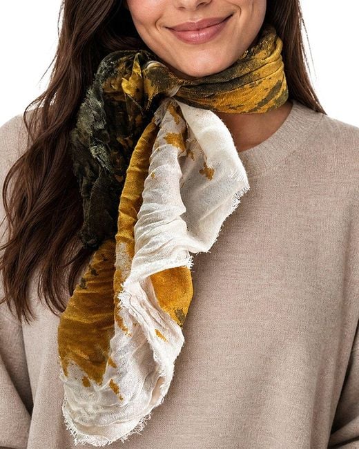 Blue Pacific Brown Watercolor Cashmere-Blend Neckerchief