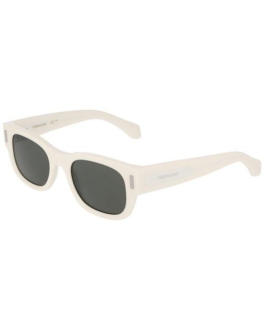 Ferragamo White Classic Logo 51Mm Sunglasses for men