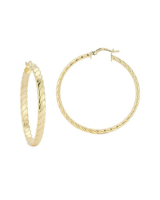 Chloe and Madison Metallic 14k Over Silver Large Flattened Twist Hoops