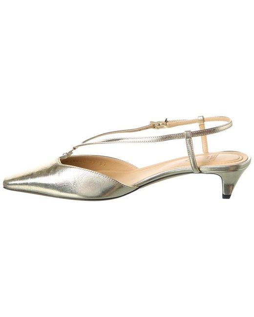 Fendi White Ffold Leather Slingback Pump