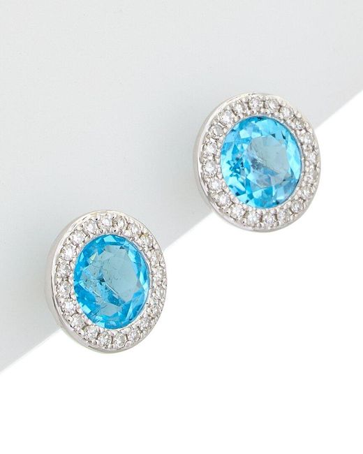 Diana M Blue 14K 0.11 Ct. Tw. Diamond & Gemstone Earrings