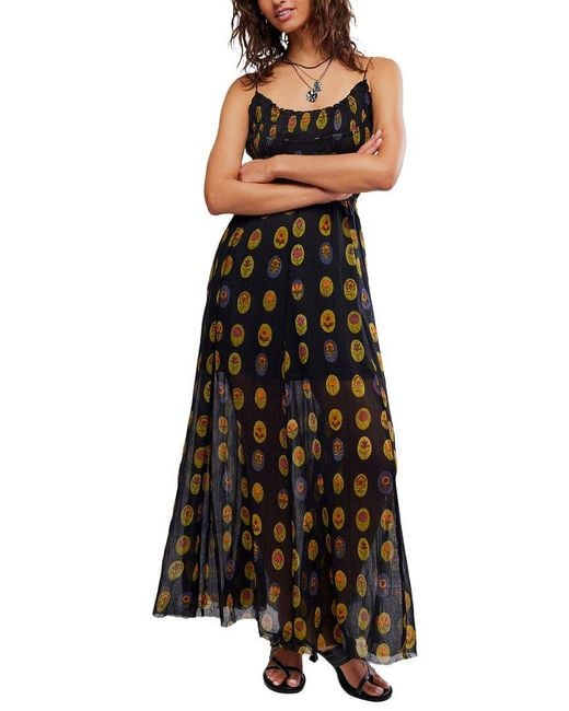 Free People Black Cecelia Printed Dress