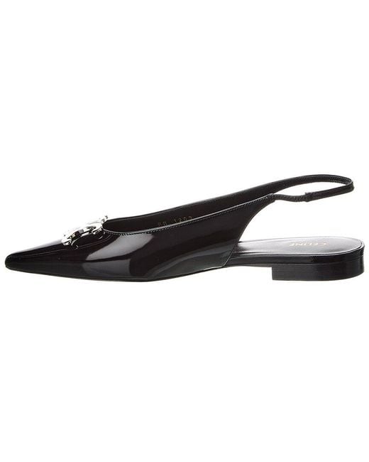 Celine Alma Triomphe Patent Slingback Flat in Black | Lyst
