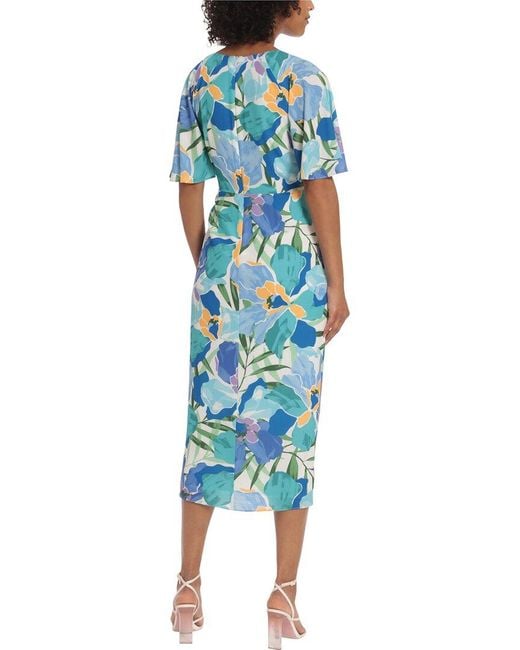 Maggy London Blue Faux Wrap Dress