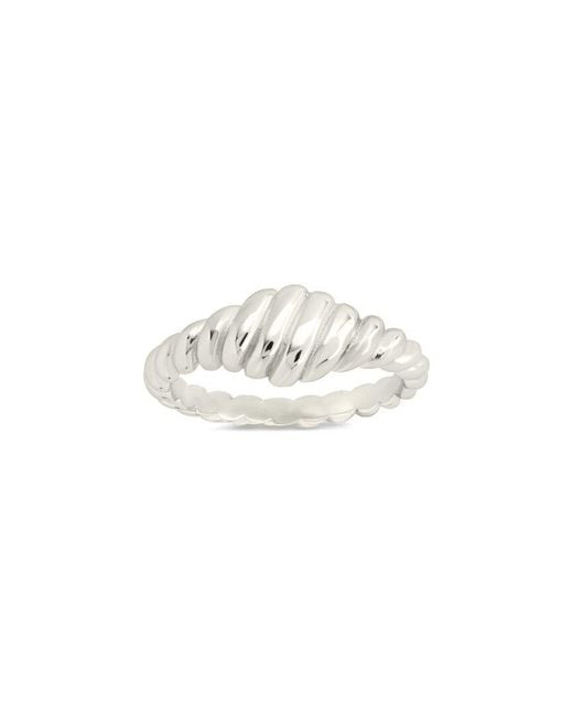 Sterling Forever White Paula Ribbed Ring