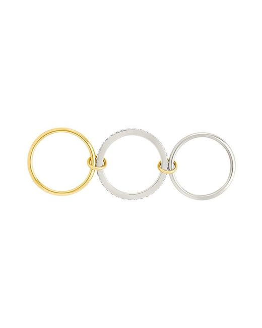 Sterling Forever White Cz Edda Statement Linked Stacking Ring Set