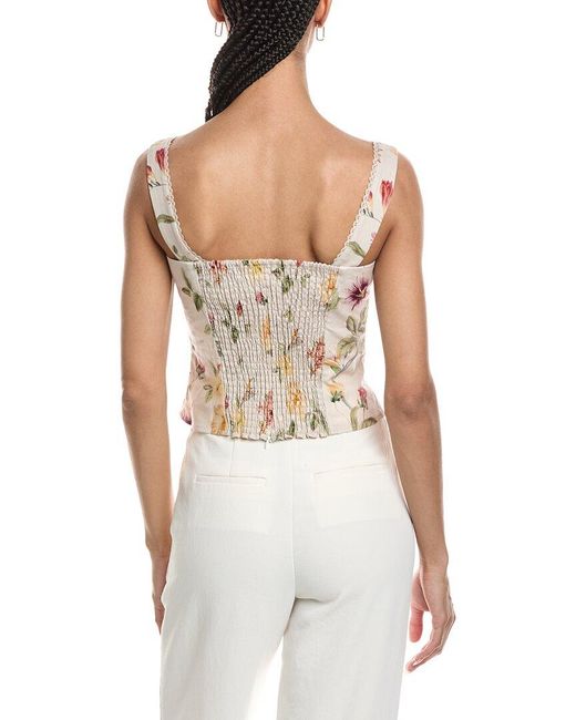 REVERIEE White Linen-Blend Sleeveless Top