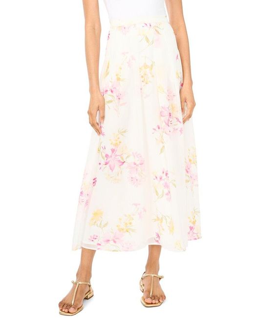 Vince Camuto Pink Pleated Straight Hem Maxi Skirt