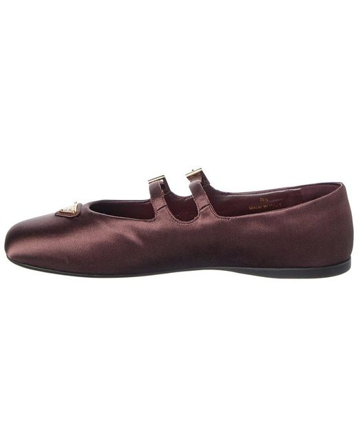Prada Red Logo Satin Ballerina Flat