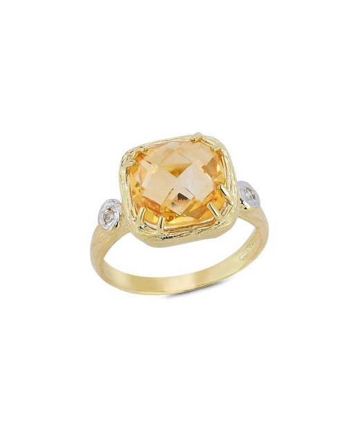 Reiss Metallic 14k 3.53 Ct. Tw. Diamond & Citrine Ring