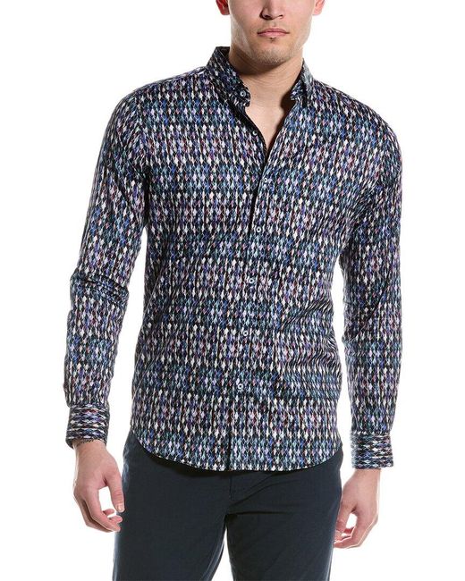 Robert Graham Blue Andonlini Tailored Fit Woven Shirt for men