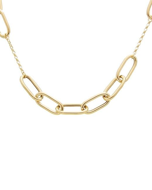 Italian Gold Metallic 14K Oval Link Station Necklace