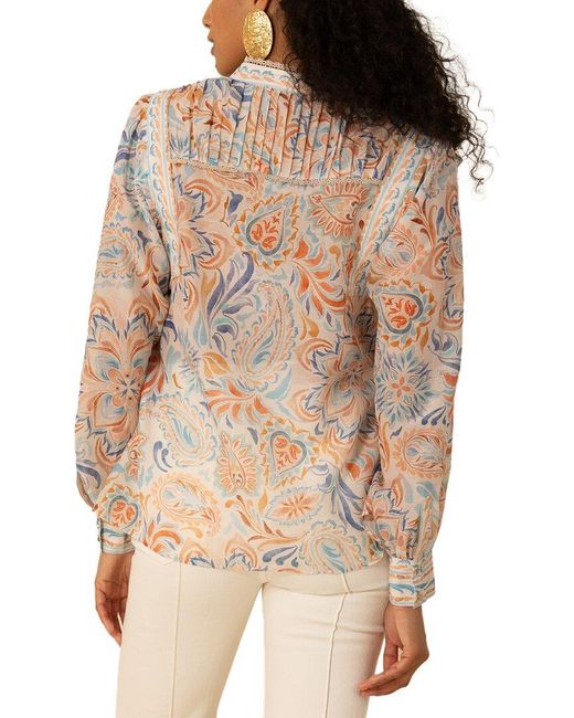 Hale Bob Natural Calliope Silk-Blend Blouse