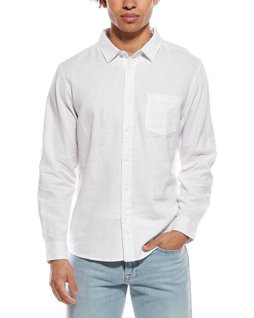 Vintage Summer White Long Sleeve Linen-Blend Shirt for men