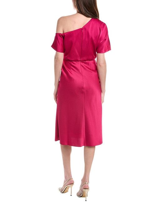 Aidan Mattox Red Crepe Back Satin Midi Dress