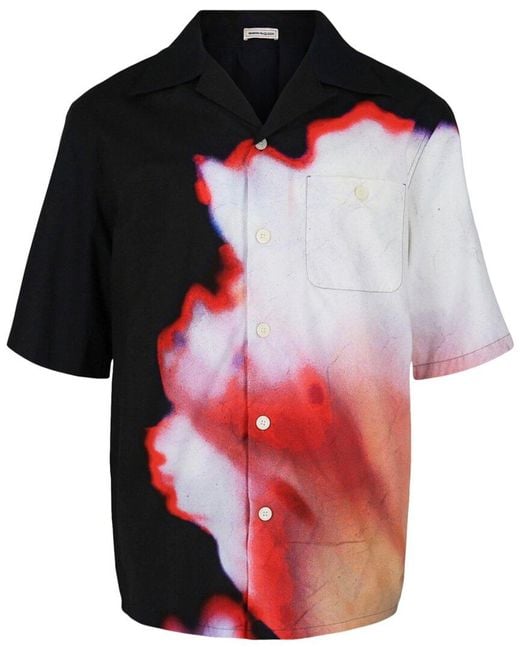 McQueen Black Solarized Hawaiian Shirt for men