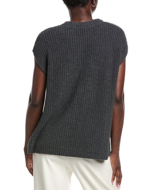 Eileen Fisher Black Fluff Cashmere-Blend Sweater Vest