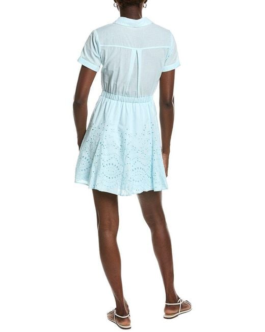 Marion Blue Eyelet Button Down Shirt Mini Dress