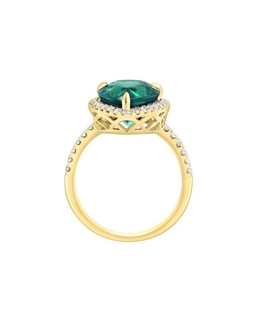 Effy Fine Jewelry Green 14K 6.48 Ct. Tw. Lab-Grown Diamond & Lab-Grown Emerald Ring