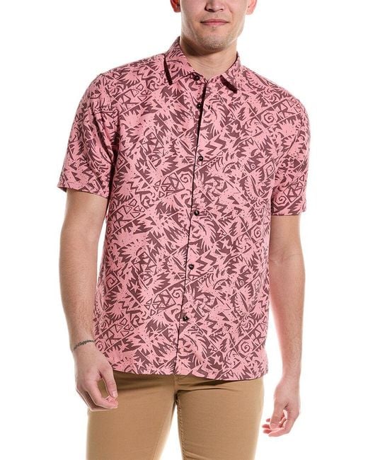 Ted Baker Red Barons Abstract Print Linen-blend Shirt for men