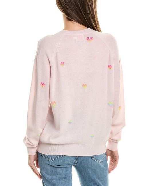 Brodie Cashmere Gray Wool & Cashmere-Blend Heart Studded Jumper