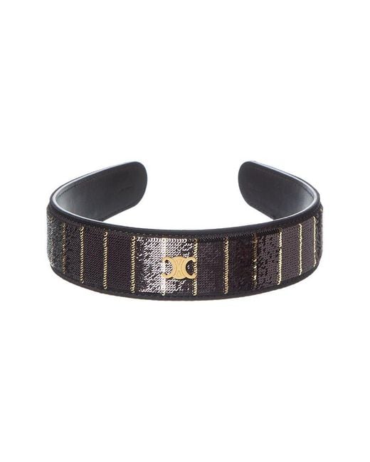 Céline Black Striped Sequins Headband