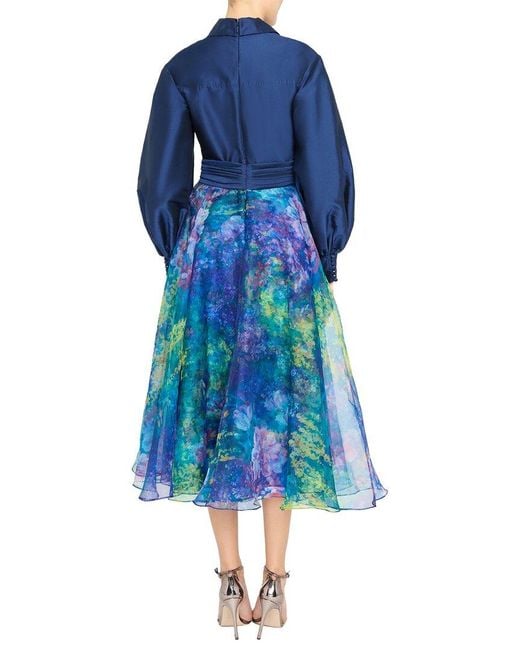 THEIA Blue Mary Midi Dress