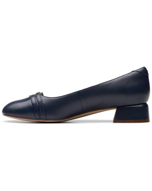 Clarks Blue Daiss30 Court Leather Flat