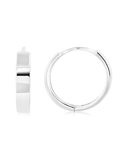 MaxColor White 14K Huggie Earrings