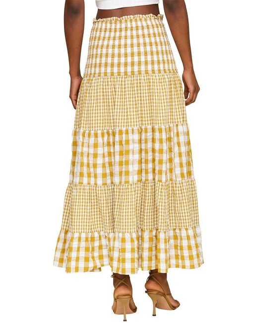 Avec Les Filles Yellow Tiered Maxi Skirt