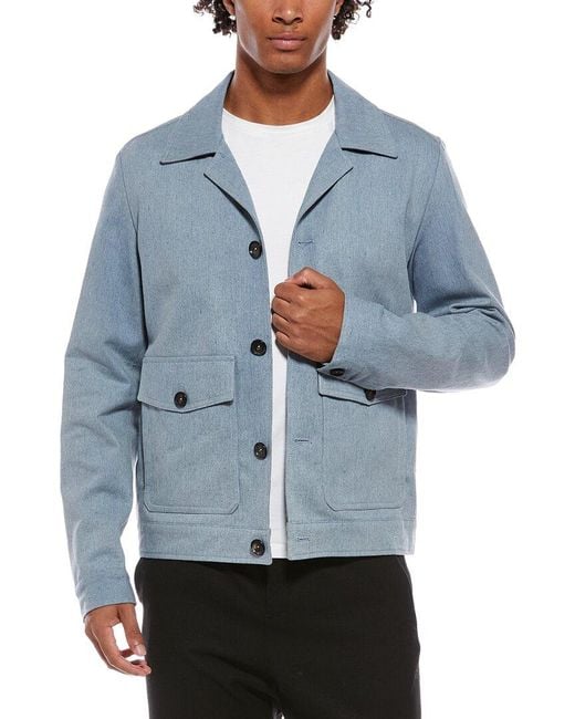 Isaia Blue Coach Jacket for men