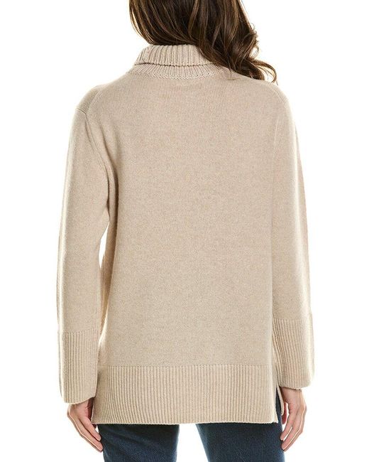 Vince Natural Mixed Gauge Turtleneck Wool & Cashmere-blend Tunic Sweater