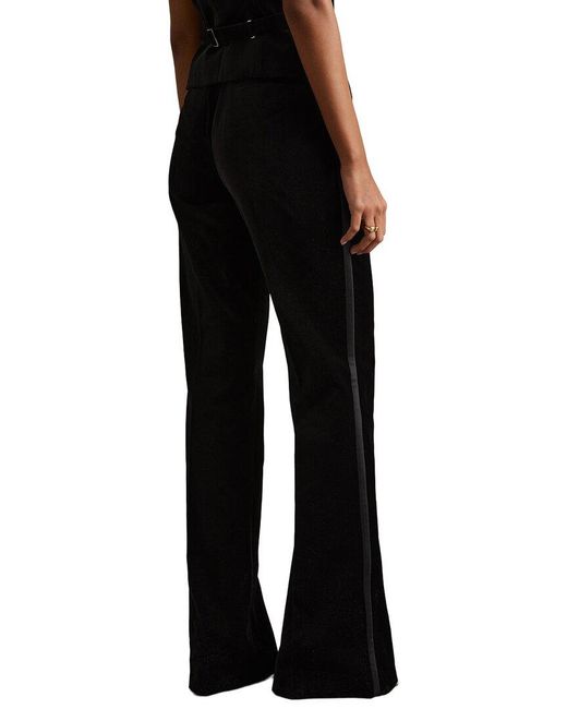 Reiss Black Parisa Velvet Flare Trouser