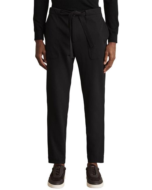 Reiss Black Set Relaxed Belted Techni Trouser for men