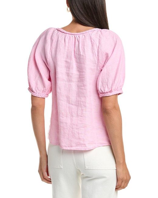 Lilly Pulitzer Pink Calais Scoop Neck Linen Top