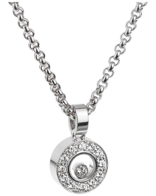 Chopard Metallic 18K 0.27 Ct. Tw. Diamond Happy Pendant Necklace (Authentic Pre-Owned)