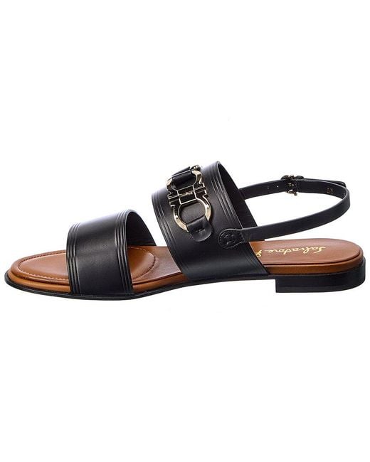 Ferragamo Black Chaim 10 Leather Sandal
