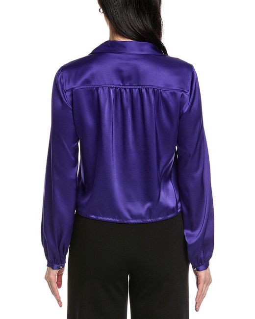 St. John Purple Winged Collar Blouse