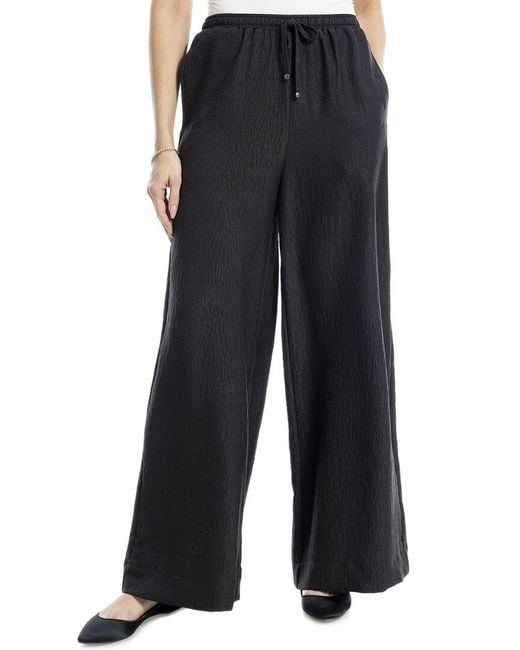 Max Studio Black Two Tone Texture Woven Drawstring Pant