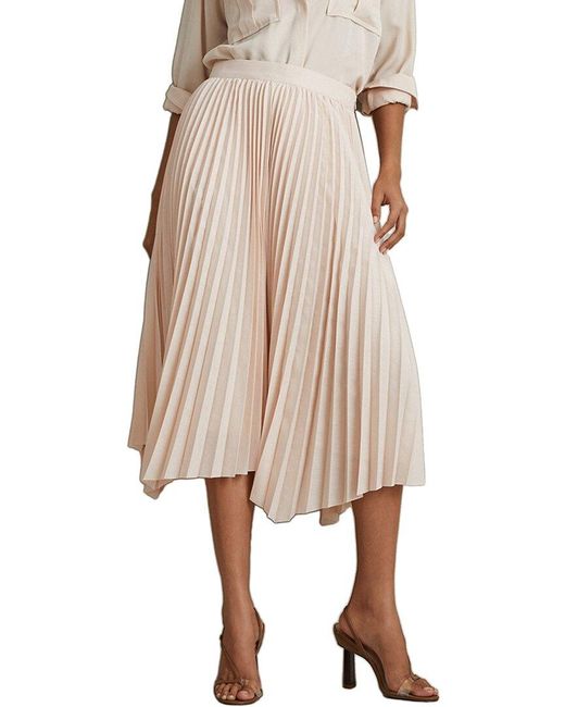 Reiss Natural Azalea Asymmetric Pleat Midi Dress
