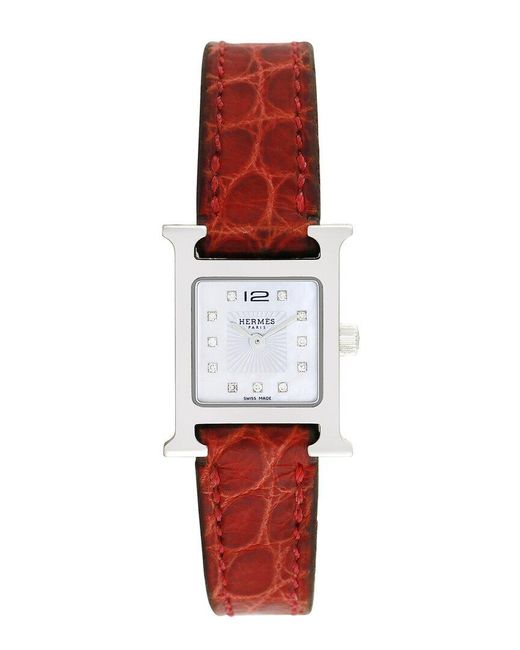 Hermès White H Watch Mini Diamond Watch, Circa 2000S (Authentic Pre-Owned)