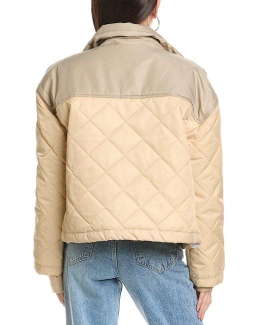 WeWoreWhat Natural Colorblock Quilted Puffer Jacket