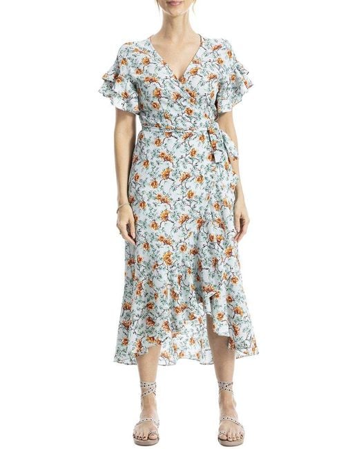 Max Studio Blue Wrap Dress