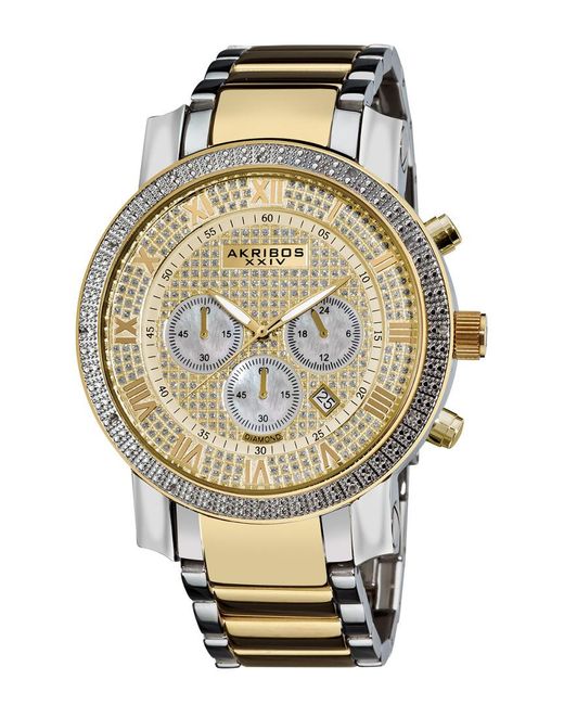 Akribos Xxiv Metallic "Grandiose" Diamond Watch for men