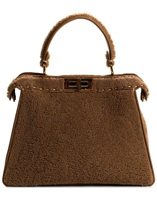 Fendi Brown Shearling Peekaboo Iseeu Handbag (Authentic Pre-Owned)