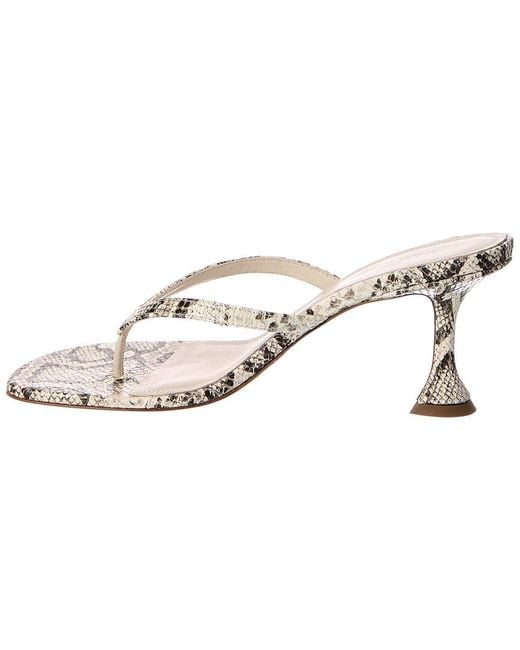 AMINA MUADDI White Juliette Snake-embossed Leather Thong Sandal