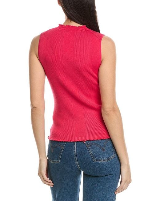 Karl Lagerfeld Red Ribbed Knit Top