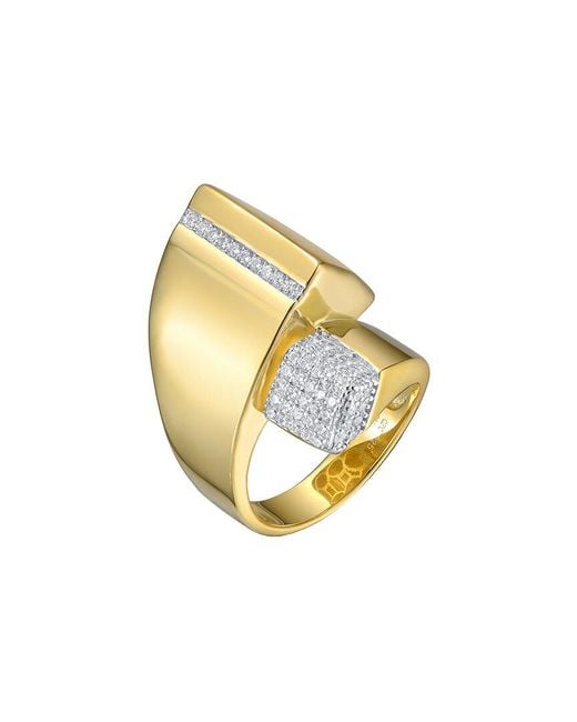 Genevive Jewelry Metallic 14k Over Silver Cz Statement Ring