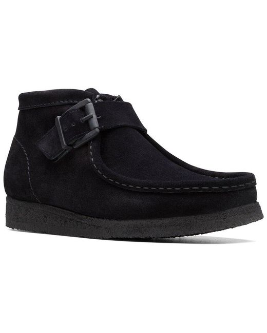 Clarks Black Wallabt Buckle Suede Bootie